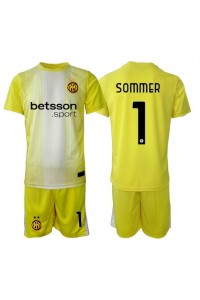 Inter Milan Yann Sommer #1 Maalivahti Jalkapallovaatteet Lasten Vieraspeliasu 2025-26 Lyhythihainen (+ Lyhyet housut)